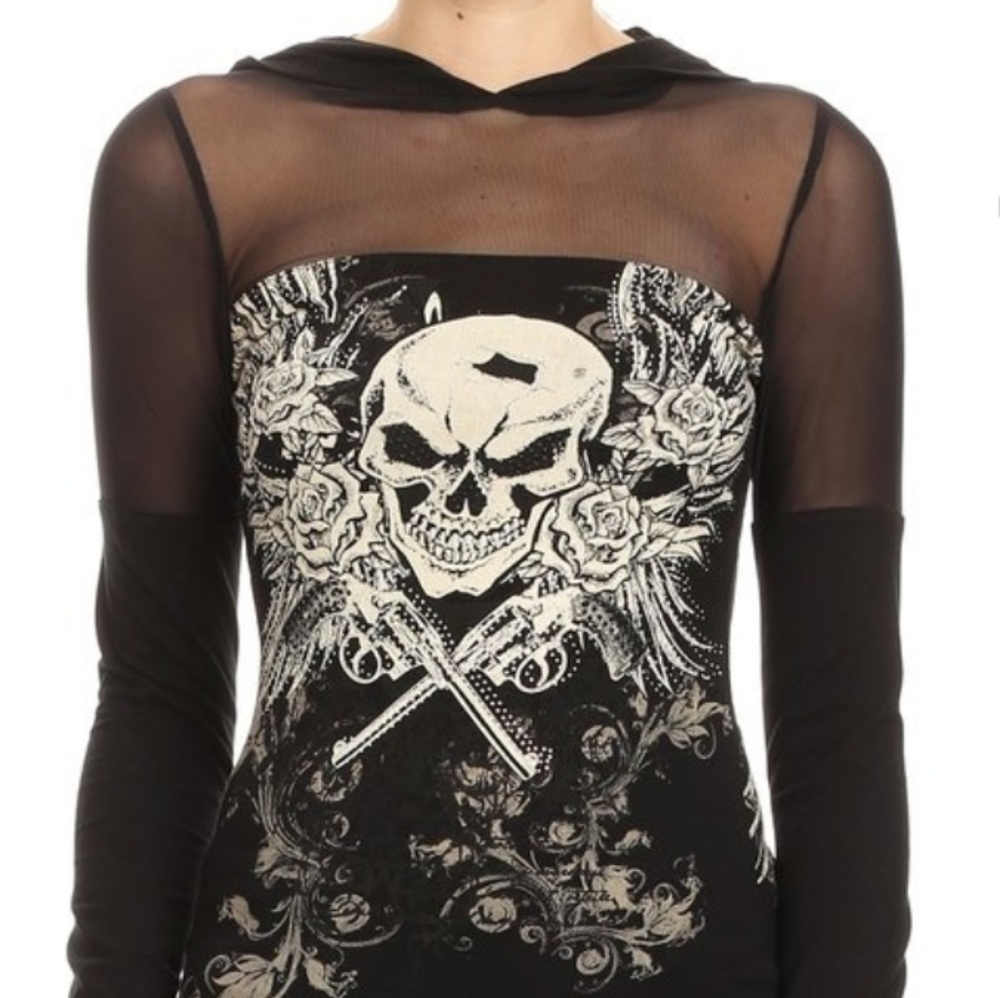 Sexy Mesh Skull Hoodie RUNS A BIT SMALLER